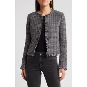 Rag & Bone Carmen Fringe Tweed Jacket Black Multi Size 14 NWT Edgy Work Office